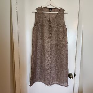Brown sleeveless Eileen Fisher linen shirt XL